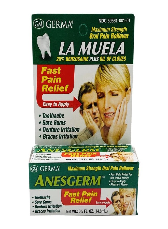 Germa La Muela Anesgerm Maximum Strength Mouth Analgesic. Benzocaine 20%. 0.5 fl.oz - Image 1